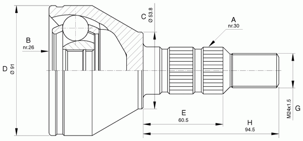 Шарнирный комплект, приводной вал OPEN PARTS CVJ5641.10