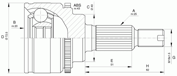 Шарнирный комплект, приводной вал OPEN PARTS CVJ5657.10