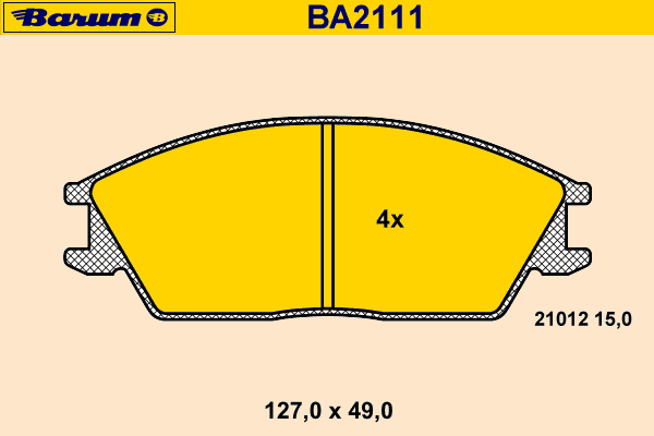 Комплект тормозных колодок, дисковый тормоз BARUM BA2111