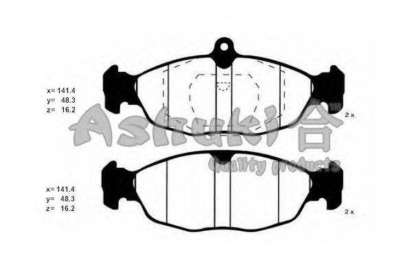 Комплект тормозных колодок, дисковый тормоз ASHUKI 1080-1090
