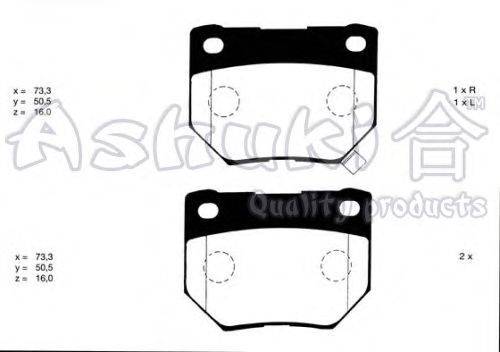 Комплект тормозных колодок, дисковый тормоз ASHUKI N011-76