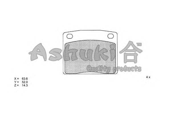 Комплект тормозных колодок, дисковый тормоз ASHUKI 1080-0004