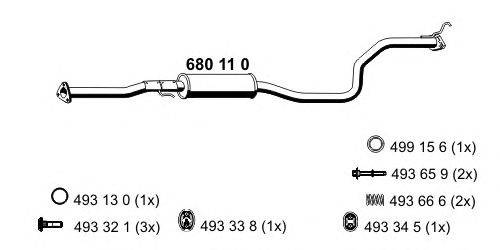 Средний глушитель выхлопных газов ERNST 680110
