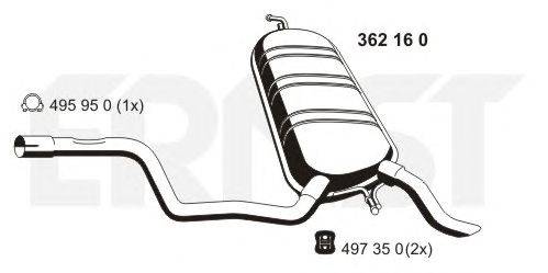 Глушитель выхлопных газов конечный ERNST 362160