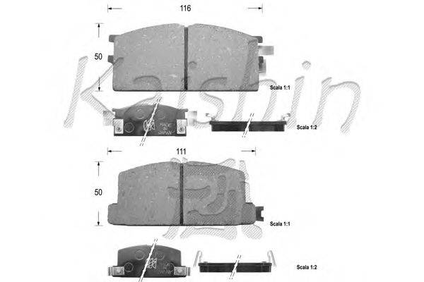 Комплект тормозных колодок, дисковый тормоз KAISHIN D4006