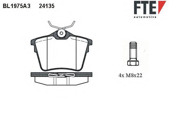 Комплект тормозных колодок, дисковый тормоз FTE BL1975A3