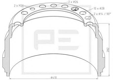 Тормозной барабан PE Automotive 146.086-00A