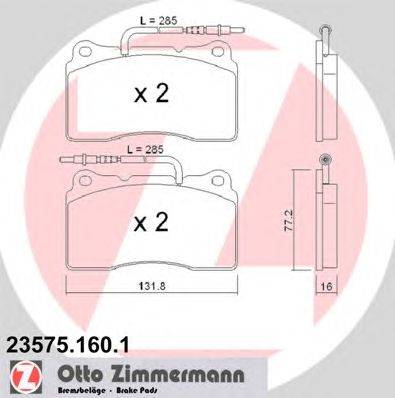 Комплект тормозных колодок, дисковый тормоз ZIMMERMANN 23576