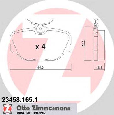 Комплект тормозных колодок, дисковый тормоз ZIMMERMANN 23458