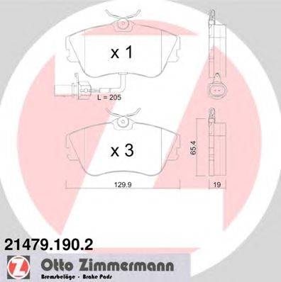 Комплект тормозных колодок, дисковый тормоз ZIMMERMANN 21479.190.2