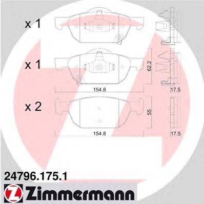 Комплект тормозных колодок, дисковый тормоз ZIMMERMANN 24798