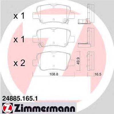 Комплект тормозных колодок, дисковый тормоз ZIMMERMANN 248851651