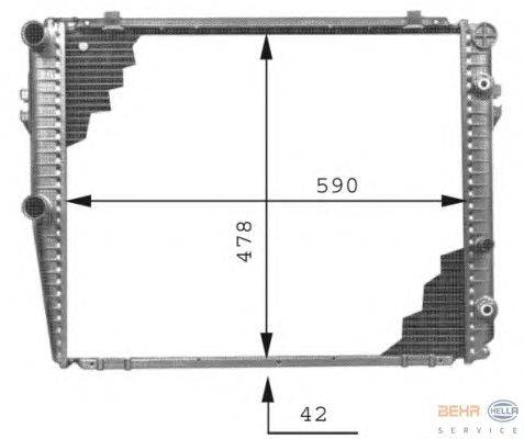 Радиатор, охлаждение двигателя HELLA 8MK376711381