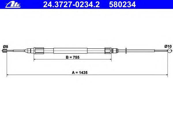 Трос, стояночная тормозная система ATE 24.3727-0234.2