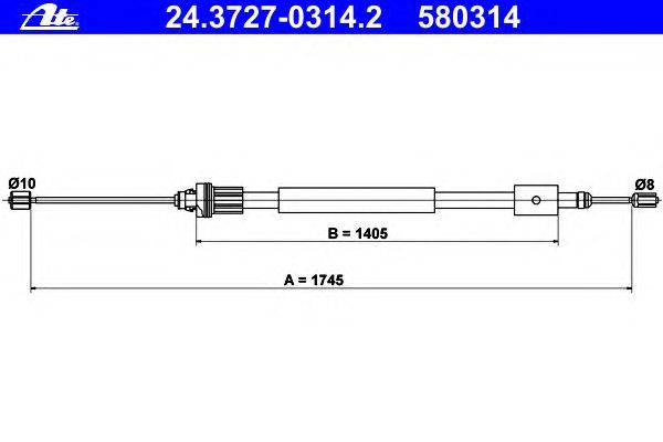 Трос, стояночная тормозная система ATE 24.3727-0314.2