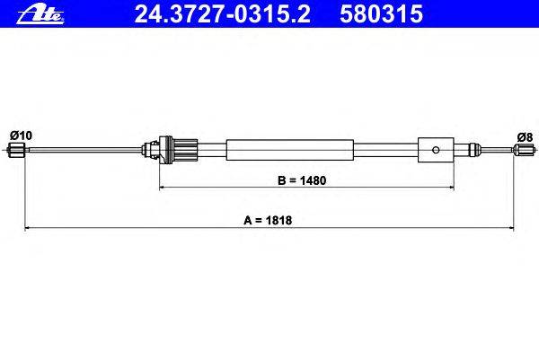 Трос, стояночная тормозная система ATE 24.3727-0315.2