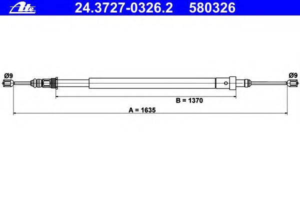 Трос, стояночная тормозная система ATE 24.3727-0326.2