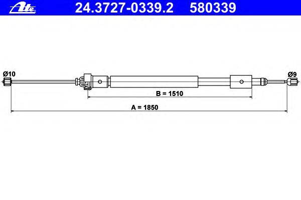 Трос, стояночная тормозная система ATE 24.3727-0339.2