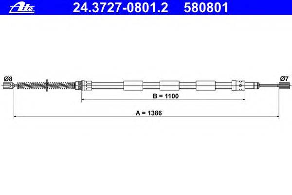 Трос, стояночная тормозная система ATE 24.3727-0801.2