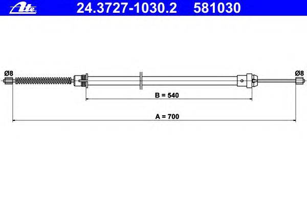 Трос, стояночная тормозная система ATE 24.3727-1030.2