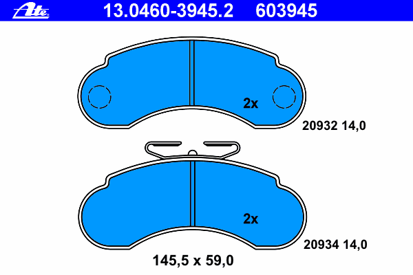 Комплект тормозных колодок, дисковый тормоз ATE 13.0460-3945.2