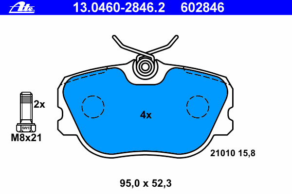 Комплект тормозных колодок, дисковый тормоз ATE 13.0460-2846.2
