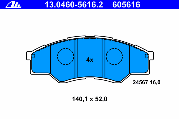 Комплект тормозных колодок, дисковый тормоз ATE 13046056162
