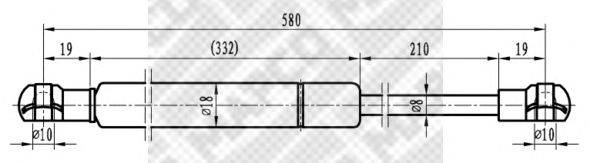 Газовая пружина, крышка багажник MAPCO 91303