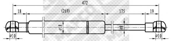 Газовая пружина, крышка багажник MAPCO 91528