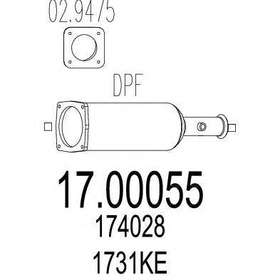 Сажевый / частичный фильтр, система выхлопа ОГ MTS 1700055