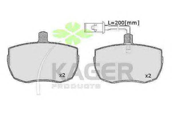 Комплект тормозных колодок, дисковый тормоз KAGER 350189