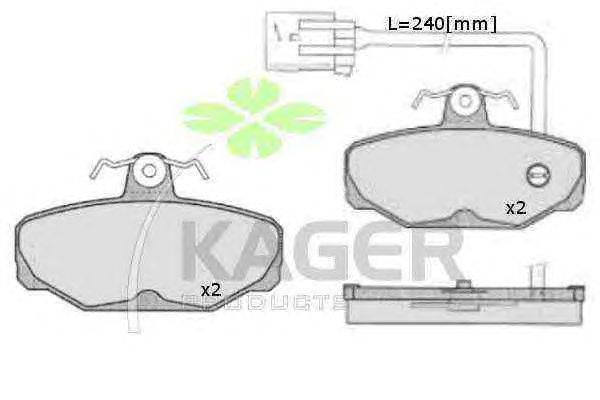 Комплект тормозных колодок, дисковый тормоз KAGER 21729