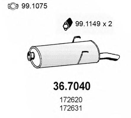 Глушитель выхлопных газов конечный ASSO 36.7040