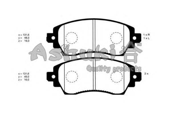 Комплект тормозных колодок, дисковый тормоз ASHUKI 1080-9802