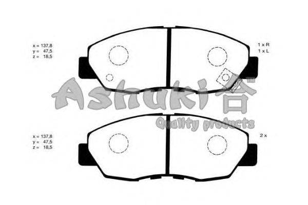 Комплект тормозных колодок, дисковый тормоз ASHUKI H026-10J