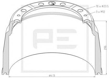 Тормозной барабан PE Automotive 126.007-00A