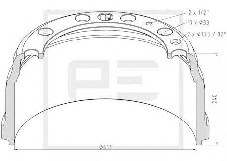 Тормозной барабан PE Automotive 146.002-00A