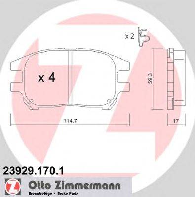 Комплект тормозных колодок, дисковый тормоз ZIMMERMANN 239291701