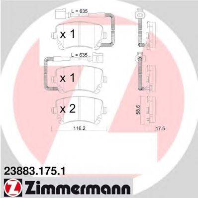 Комплект тормозных колодок, дисковый тормоз ZIMMERMANN 23883.175.1
