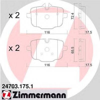Комплект тормозных колодок, дисковый тормоз ZIMMERMANN 247031751