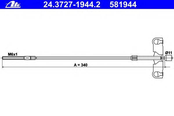 Трос, стояночная тормозная система ATE 24.3727-1944.2