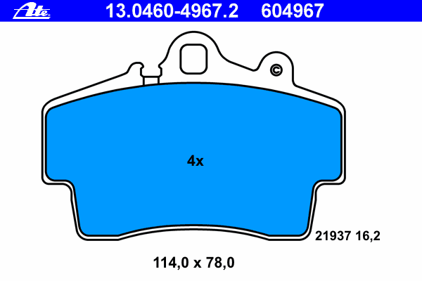 Комплект тормозных колодок, дисковый тормоз ATE 13.0460-4967.2