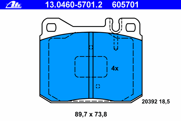 Комплект тормозных колодок, дисковый тормоз ATE 20392
