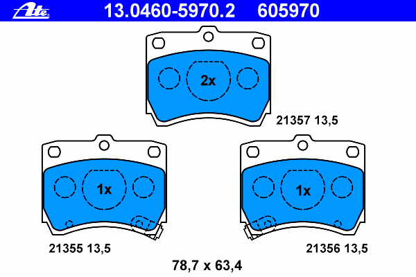Комплект тормозных колодок, дисковый тормоз ATE 13.0460-5970.2