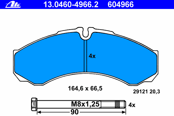Комплект тормозных колодок, дисковый тормоз ATE 13046049662