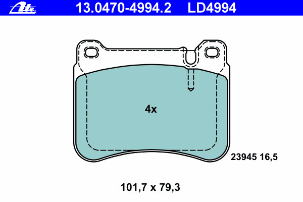 Комплект тормозных колодок, дисковый тормоз ATE 13047049942