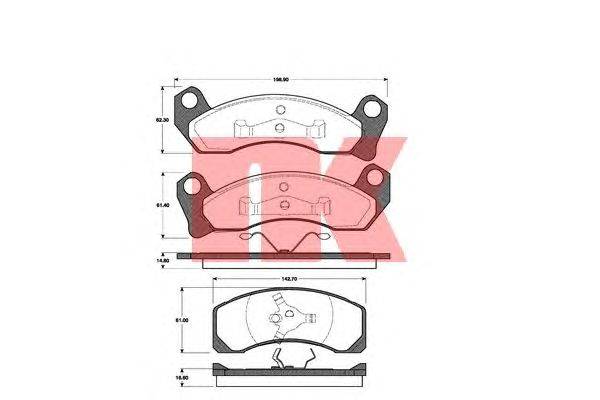 Комплект тормозных колодок, дисковый тормоз NK 222523