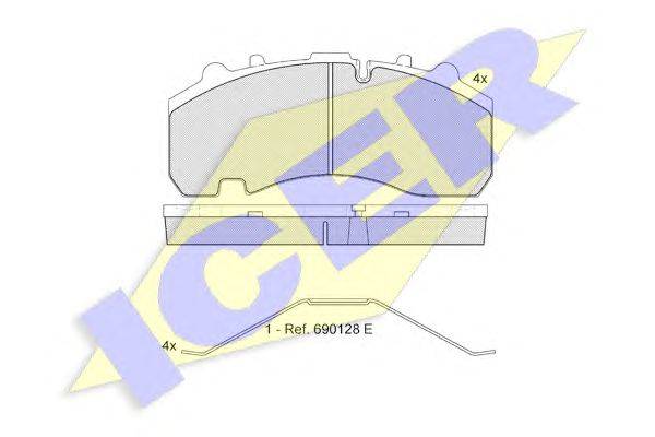 Комплект тормозных колодок, дисковый тормоз ICER 151630-072