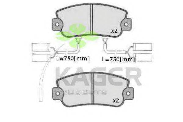 Комплект тормозных колодок, дисковый тормоз KAGER 21133