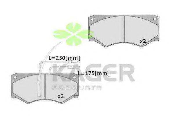 Комплект тормозных колодок, дисковый тормоз KAGER 350430